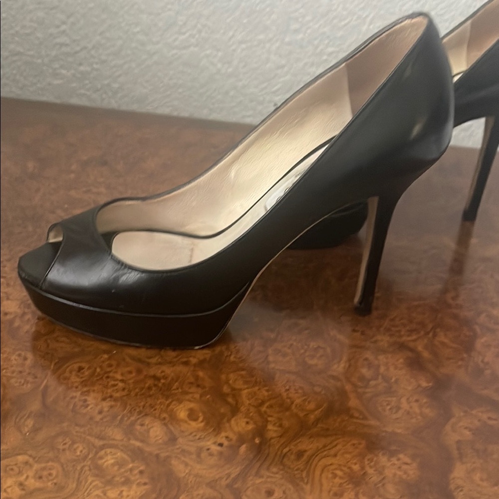 Jimmy Choo Black Stiletto Heels with Peep-Toe